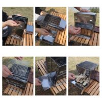 პორტატული ხის ღუმელი სალაშქრო უჟანგავი ფოლადის დასაკეცი მსუბუქი კემპინგ ქურები სამოგზაურო BBQ/ბარბექიუ პიკნიკი ლაშქრობა/პიკნიკი ღუმელი/ ღუმელი/საქვაბე - Image 9