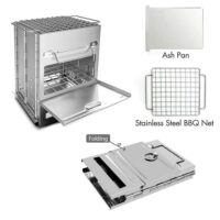 პორტატული ხის ღუმელი სალაშქრო უჟანგავი ფოლადის დასაკეცი მსუბუქი კემპინგ ქურები სამოგზაურო BBQ/ბარბექიუ პიკნიკი ლაშქრობა/პიკნიკი ღუმელი/ ღუმელი/საქვაბე - Image 10