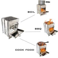 პორტატული ხის ღუმელი სალაშქრო უჟანგავი ფოლადის დასაკეცი მსუბუქი კემპინგ ქურები სამოგზაურო BBQ/ბარბექიუ პიკნიკი ლაშქრობა/პიკნიკი ღუმელი/ ღუმელი/საქვაბე