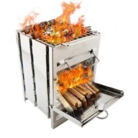 პორტატული ხის ღუმელი სალაშქრო უჟანგავი ფოლადის დასაკეცი მსუბუქი კემპინგ ქურები სამოგზაურო BBQ/ბარბექიუ პიკნიკი ლაშქრობა/პიკნიკი ღუმელი/ ღუმელი/საქვაბე - Image 2