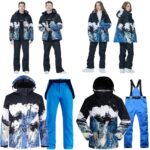 Зимний горнолыжный костюм для женщин и мужчин, зимний комбинезон, непромокаемые куртки и брюки, ветрозащитный сноубордический костюм, зимний комплект из двух предметов одежды для спортивного туризма.