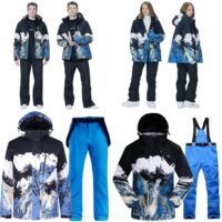 სათხილამურო ქურთუკი და შარვალი ზამთრის კოსტუმი ქალებისა და მამაკაცებისთვის, ზამთრის კომბინიზონი, წყალგაუმტარი ქურთუკები და შარვალები ქარგაუმტარი სნოუბორდის კოსტიუმი ზამთრის ორეული ტანსაცმელი სპორტისთვის ლაშქრობისთვის