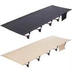 Camping Beds Ultralight Camping Bed, Easy to Assemble, Foldable Tent Bed, Compact and Portable Camping Bed for Camping, Mountaineering and Hiking, Holds 150kg with Carry Bag, Khaki and Black.