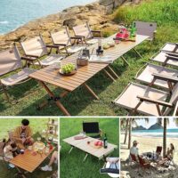 გასაშლელი პორტატული მაგიდა (სალაშქრო მაგიდა, საპიკნიკე მაგიდა,ლაშქრობა) გარე მყარი ხის დასაკეცი პორტატული მაგიდები - Image 5