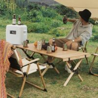 გასაშლელი პორტატული მაგიდა (სალაშქრო მაგიდა, საპიკნიკე მაგიდა,ლაშქრობა) გარე მყარი ხის დასაკეცი პორტატული მაგიდები - Image 6