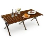 Folding portable table (camping table, picnic table, hiking) Outdoor solid wood folding portable tables