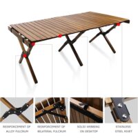 გასაშლელი პორტატული მაგიდა (სალაშქრო მაგიდა, საპიკნიკე მაგიდა,ლაშქრობა) გარე მყარი ხის დასაკეცი პორტატული მაგიდები - Image 2