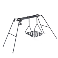 რკინის სამკუთხა საპიკნიკე/ბარბიქიუს  სადგამი/რეგულირებადი, მრავალფუნქციური კემპინგ პორტატული ჭურჭელი კაუჭით Naturehike (გრილი,საწვავი,ბარბექიუ,თარო,ჭურჭელი,საკიდი)