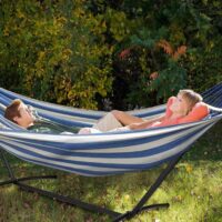 ჰამაკის სადგამი მეტალის ორადგილიანი ჰამაკით/ორადგილიანი ჰამაკი რკინის კონსტრუქციით კრონშტეინი ჰამაკის სადგამი ( მოჰყვება საჩუქრად ჰამაკი ) - Image 2