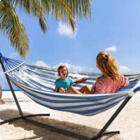 ჰამაკის სადგამი მეტალის ორადგილიანი ჰამაკით/ორადგილიანი ჰამაკი რკინის კონსტრუქციით კრონშტეინი ჰამაკის სადგამი ( მოჰყვება საჩუქრად ჰამაკი ) - Image 6