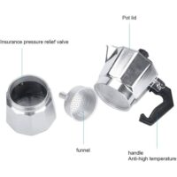 6 Cup Coffee Maker, Hiking Aluminum Italian Type Moka Pot Espresso Coffee Maker Home Office Stove Water Heater Moka Pot Coffee Heater, Hiking - Image 13