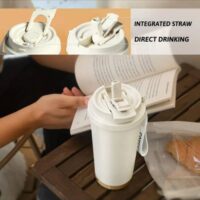 Термокружка 530 мл из нержавеющей стали шейкер термос c 6-12 часовый для всех типов напитков Спортивный термос с трубочкой, шейкер бутылка для холодной и горячей воды. — изображение 6