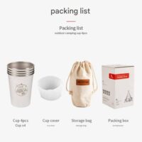 4pcs Stainless Steel Camping Hiking Picnic Cups 350 ml Stainless Steel 304 Camping Tumbler Wine Glass Coffee Cup Picnic Cups BBQ Beer Mug Cup Set - Image 7