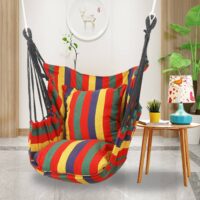 Портативное кресло-гамак, кресло-качели для кемпинга, туристический пляжный гамак, подвесные качели для помещений, садовая мебель Гамак-кресло-качели, подвесное сиденье, кресло для отдыха в помещении и на открытом воздухе с веревками — изображение 18