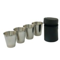 70ml stainless steel tumblers, small hiking tumblers, 4 stainless steel tumblers with leather pouch and zipper, stainless steel shot glasses, small stainless steel tumbler set, small metal tumblers - Image 2