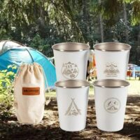 4pcs Stainless Steel Camping Hiking Picnic Cups 350 ml Stainless Steel 304 Camping Tumbler Wine Glass Coffee Cup Picnic Cups BBQ Beer Mug Cup Set - Image 11