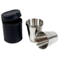 70ml stainless steel tumblers, small hiking tumblers, 4 stainless steel tumblers with leather pouch and zipper, stainless steel shot glasses, small stainless steel tumbler set, small metal tumblers - Image 3