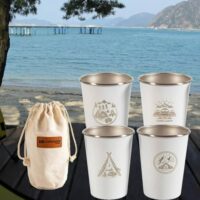 4pcs Stainless Steel Camping Hiking Picnic Cups 350 ml Stainless Steel 304 Camping Tumbler Wine Glass Coffee Cup Picnic Cups BBQ Beer Mug Cup Set - Image 12