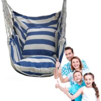 Портативное кресло-гамак, кресло-качели для кемпинга, туристический пляжный гамак, подвесные качели для помещений, садовая мебель Гамак-кресло-качели, подвесное сиденье, кресло для отдыха в помещении и на открытом воздухе с веревками — изображение 5