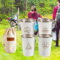 4pcs Stainless Steel Camping Hiking Picnic Cups 350 ml Stainless Steel 304 Camping Tumbler Wine Glass Coffee Cup Picnic Cups BBQ Beer Mug Cup Set - Image 14