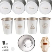 4pcs Stainless Steel Camping Hiking Picnic Cups 350 ml Stainless Steel 304 Camping Tumbler Wine Glass Coffee Cup Picnic Cups BBQ Beer Mug Cup Set - Image 3