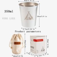 4pcs Stainless Steel Camping Hiking Picnic Cups 350 ml Stainless Steel 304 Camping Tumbler Wine Glass Coffee Cup Picnic Cups BBQ Beer Mug Cup Set - Image 9
