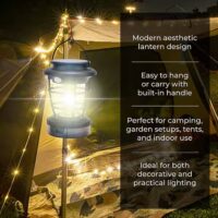 ფანარი, მზის ენერგიაზე მომუშავე განათების რეჟიმებით, ასევე სხვადასხვა ფერის ლენტებით და USB დამტენით - Image 3